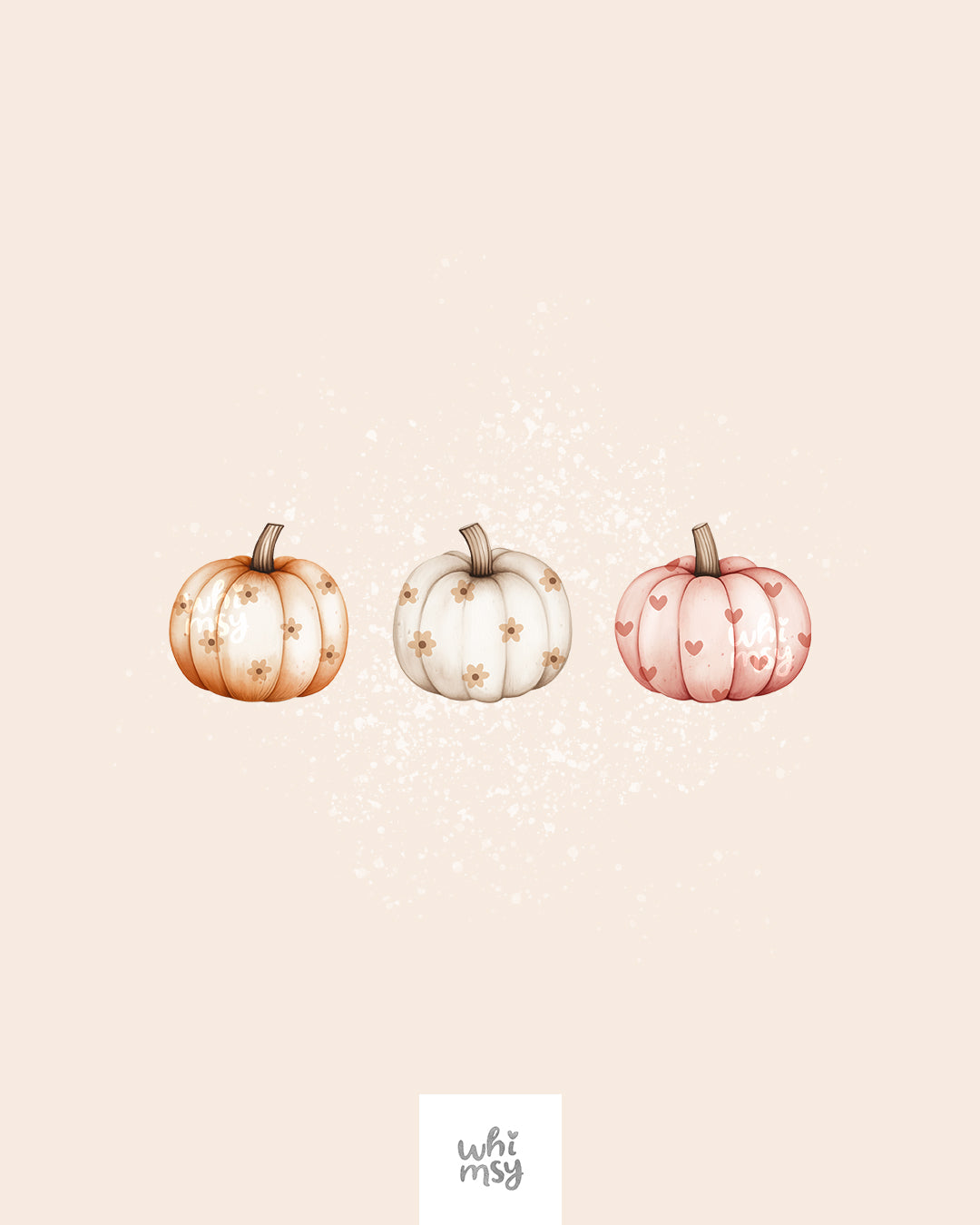 Pumpkin Clipart Set – Autumn Pumpkins with Hearts, Flowers & Polka Dots