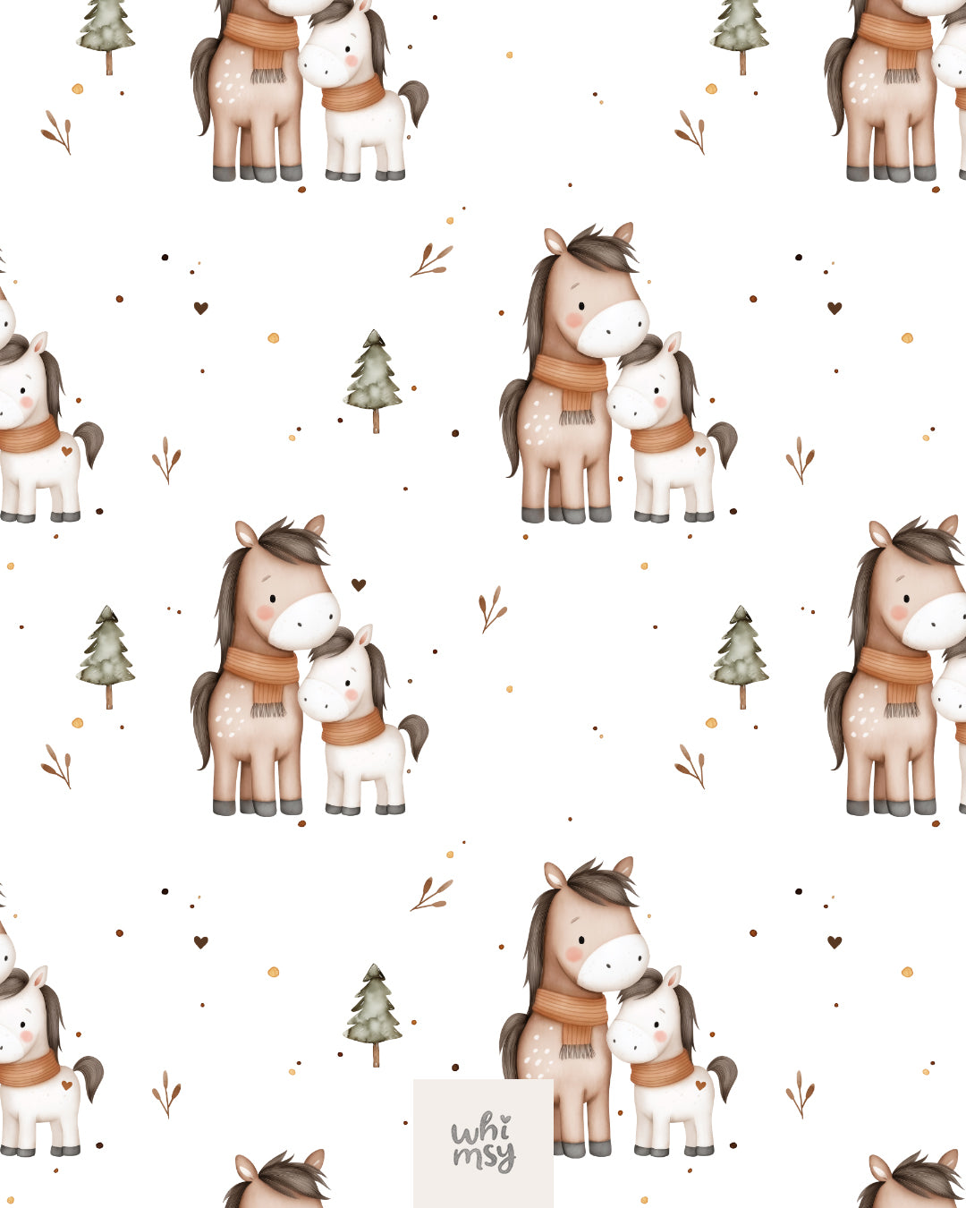 Winter horse pattern with trees