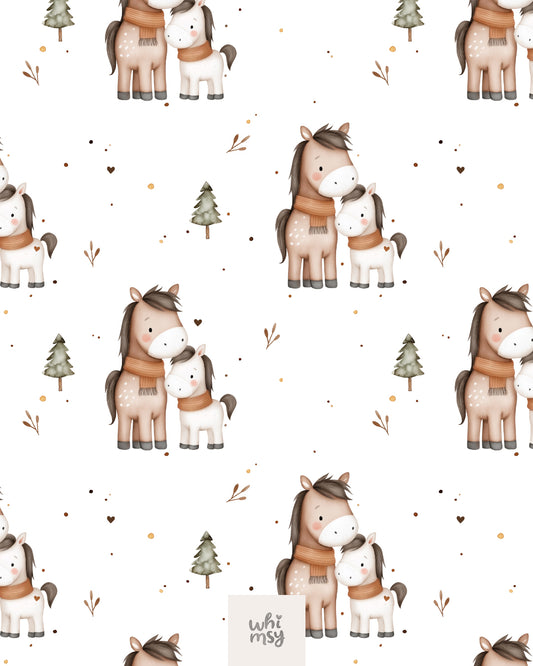 Winter horse pattern with trees