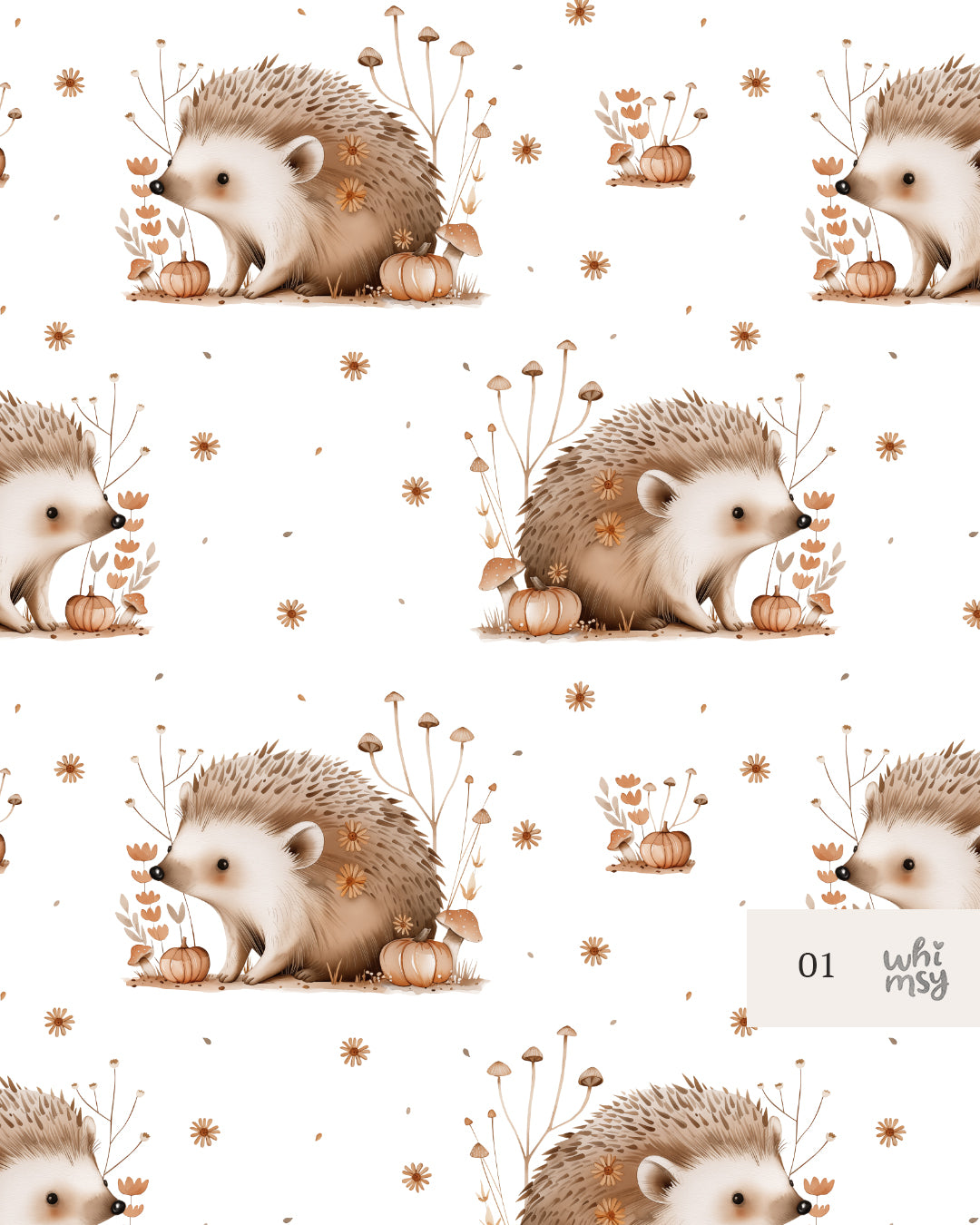 Autumn hedgehog non-exclusive seamless pattern