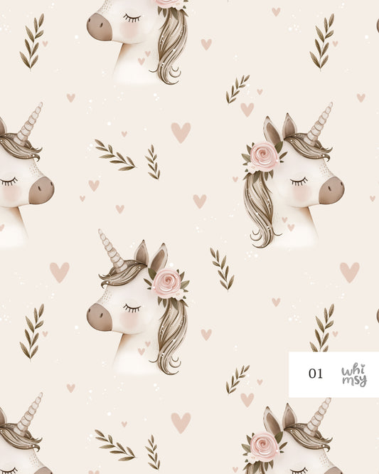 Floral unicorn non-exclusive seamless pattern