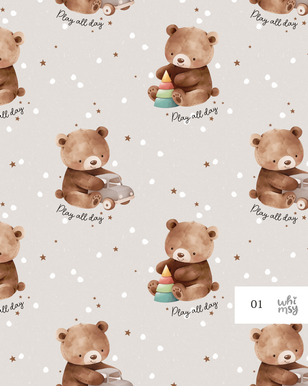 Teddy bear non-exclusive seamless pattern