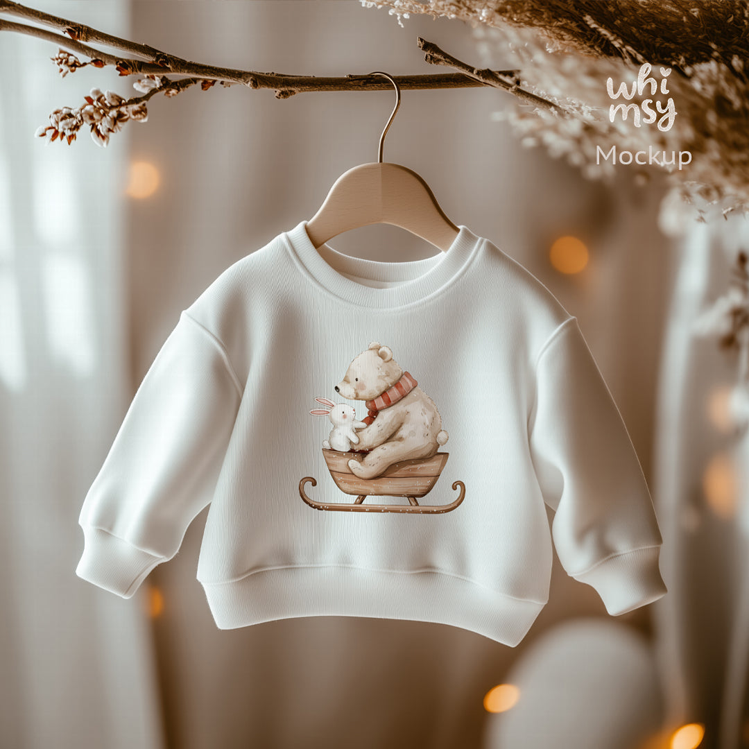 Christmas Kids Sweatshirt Mockup – White