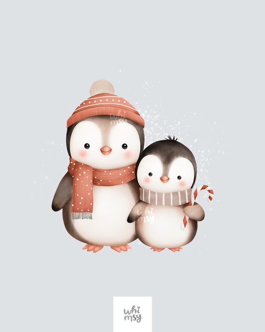 Winter Penguin Family Clipart – Christmas Illustration