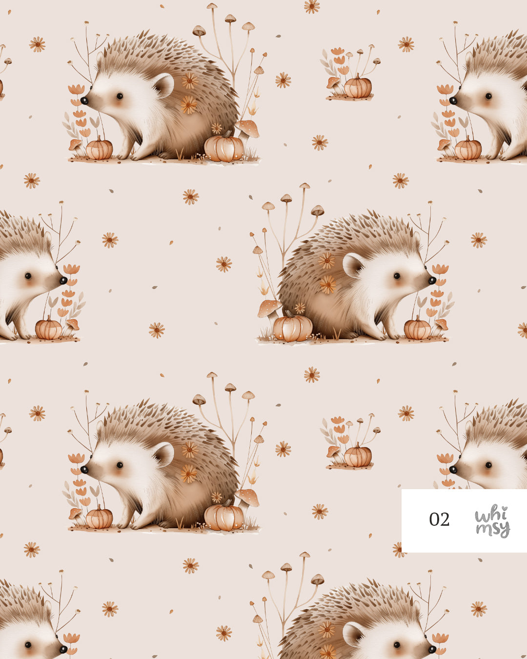 Autumn hedgehog non-exclusive seamless pattern