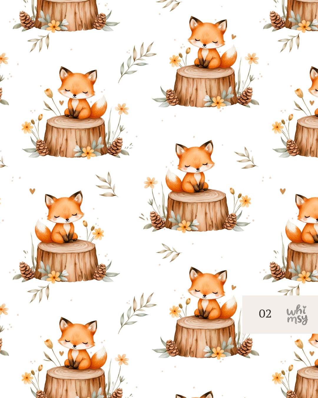 Little fox non-exclusive seamless pattern