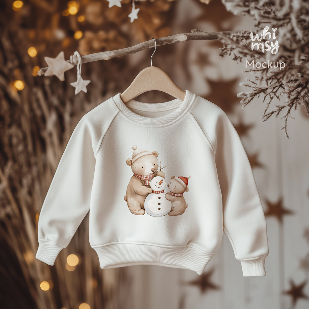 Christmas Kids Sweatshirt Mockup – White