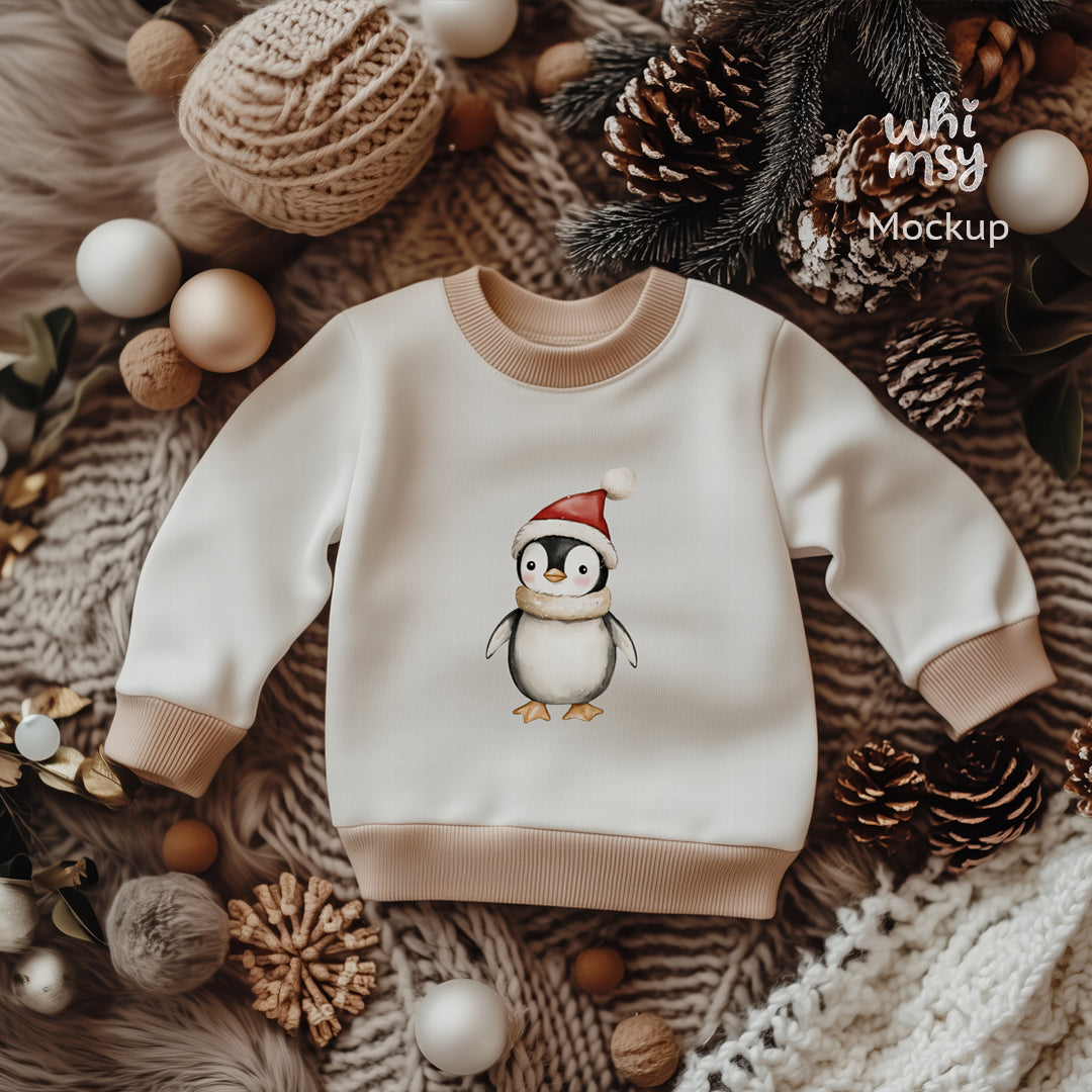 Christmas Kids Sweatshirt Mockup – White