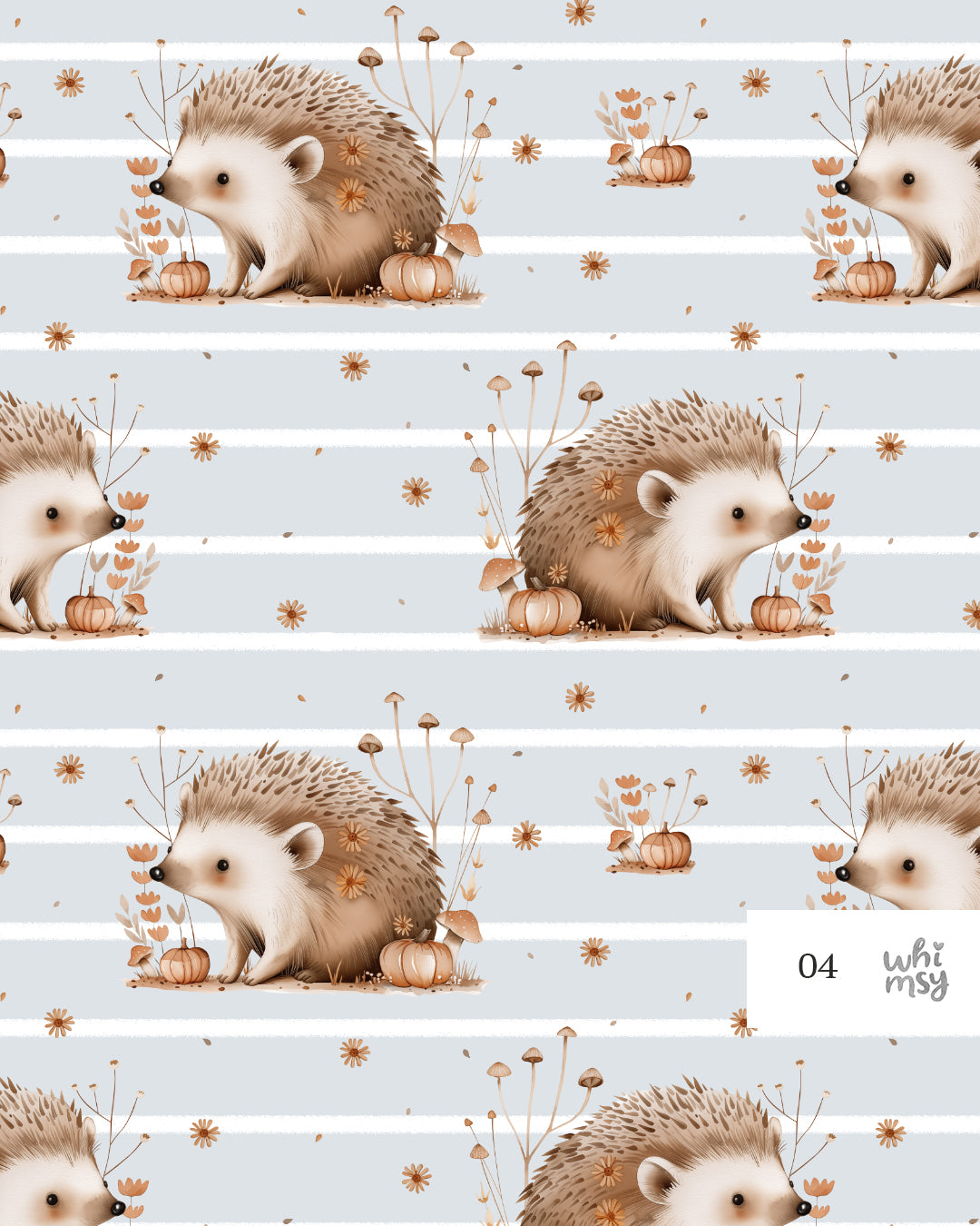 Autumn hedgehog non-exclusive seamless pattern