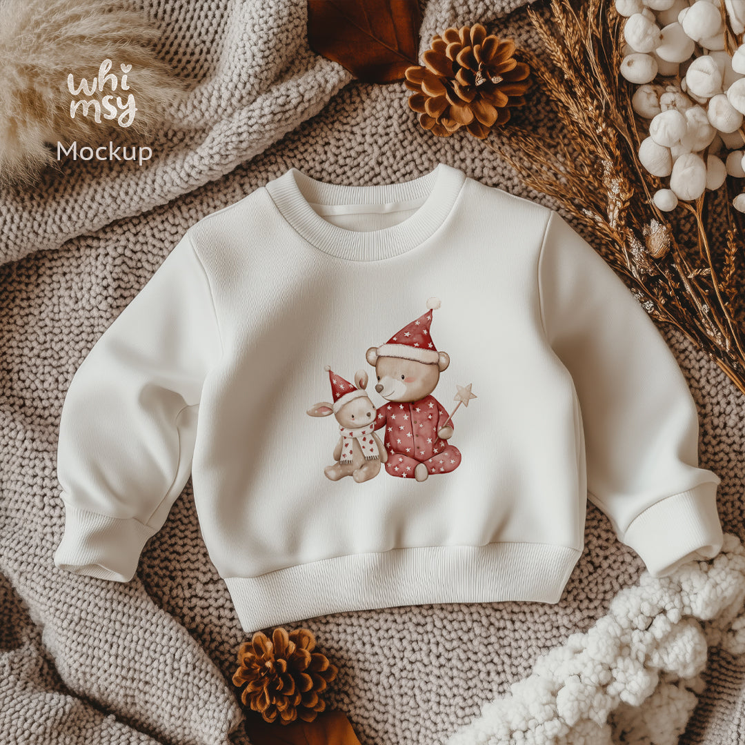 Christmas Kids Sweatshirt Mockup – White