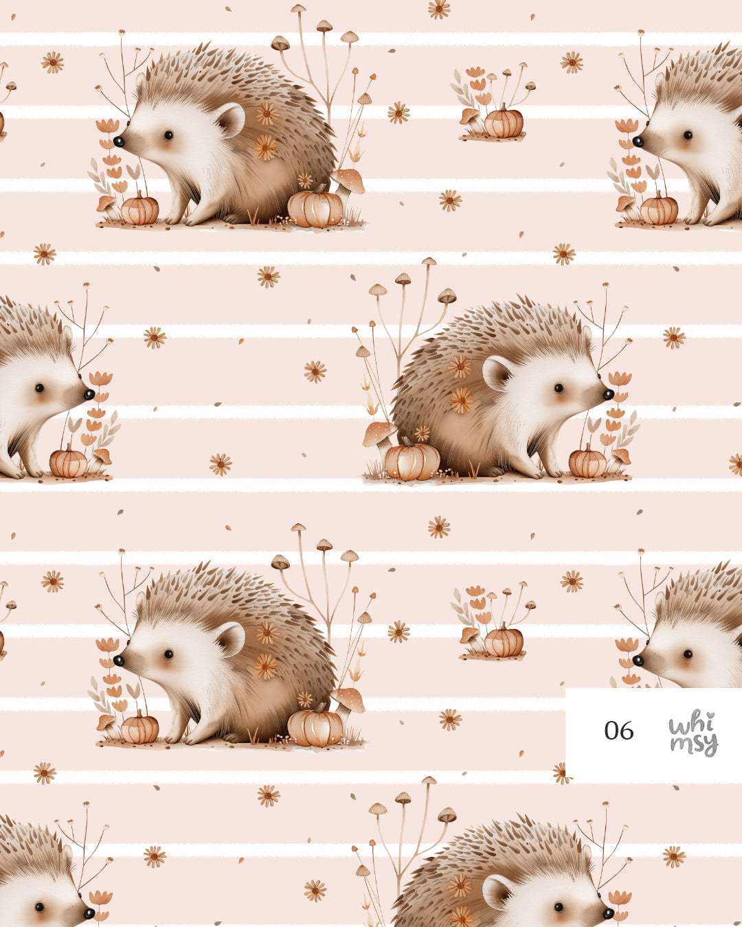 Autumn hedgehog non-exclusive seamless pattern