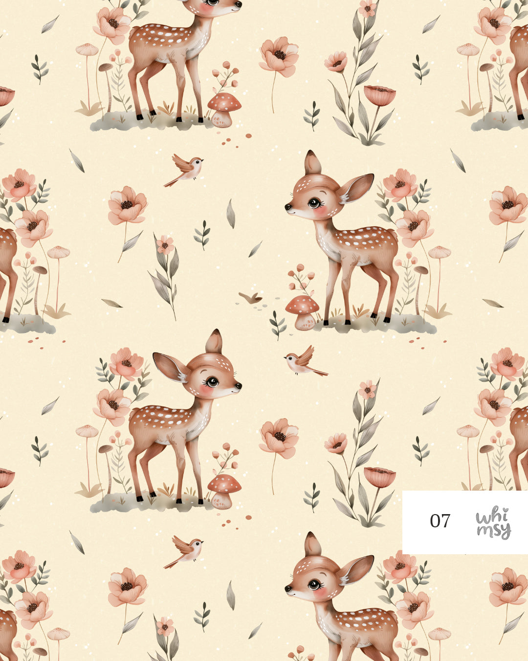 Woodland deer non-exclusive seamless pattern