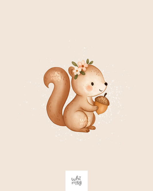 Cute Squirrel Clipart – Woodland Animal Illustration