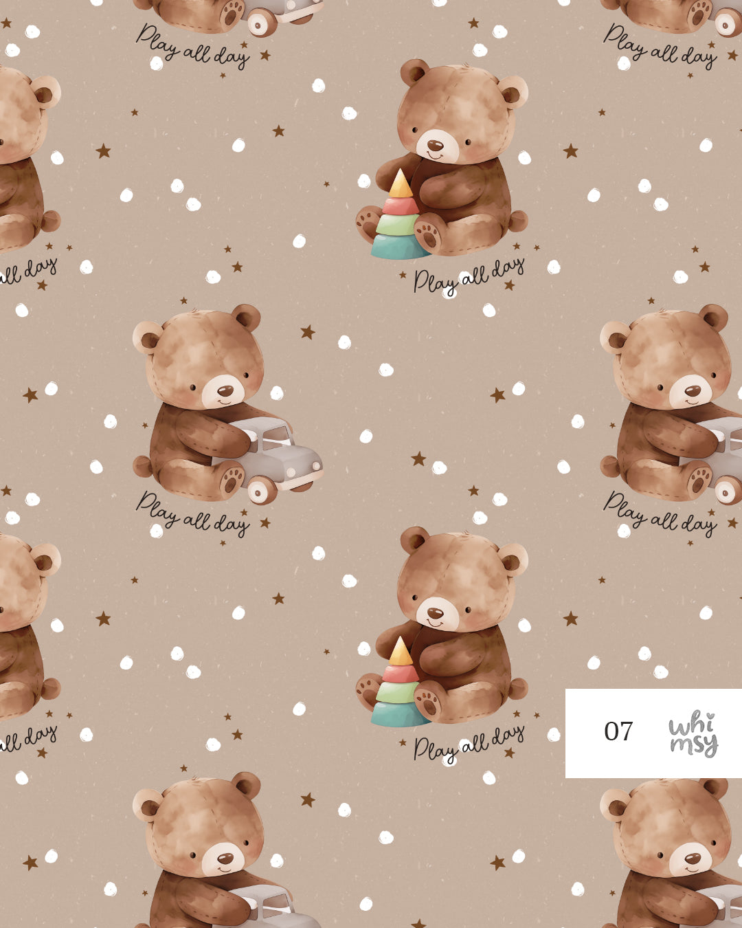 Teddy bear non-exclusive seamless pattern