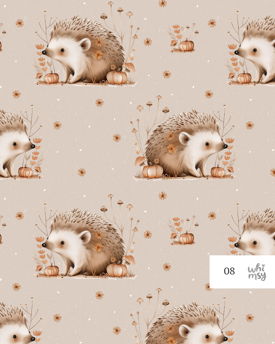 Autumn hedgehog non-exclusive seamless pattern