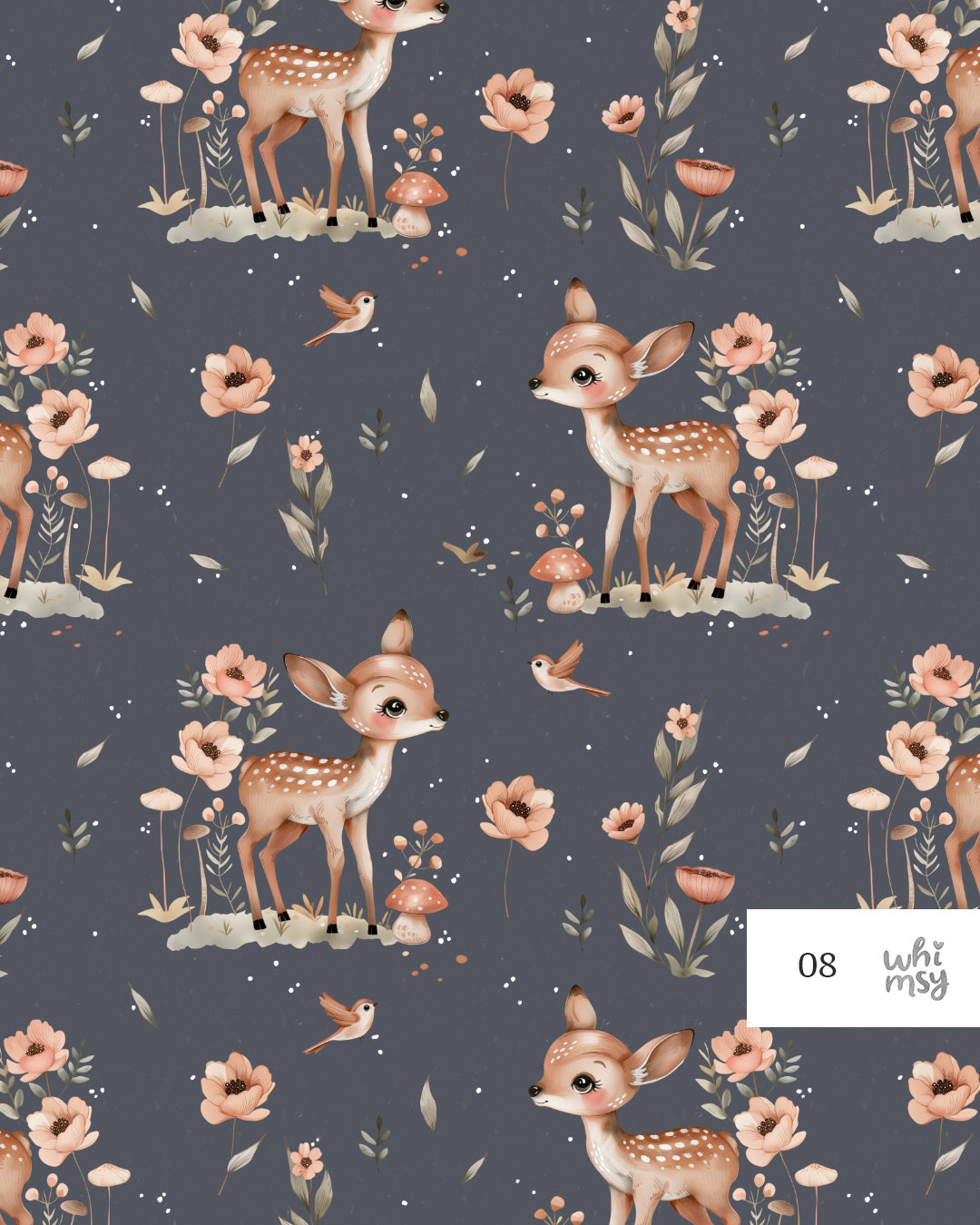 Woodland deer non-exclusive seamless pattern