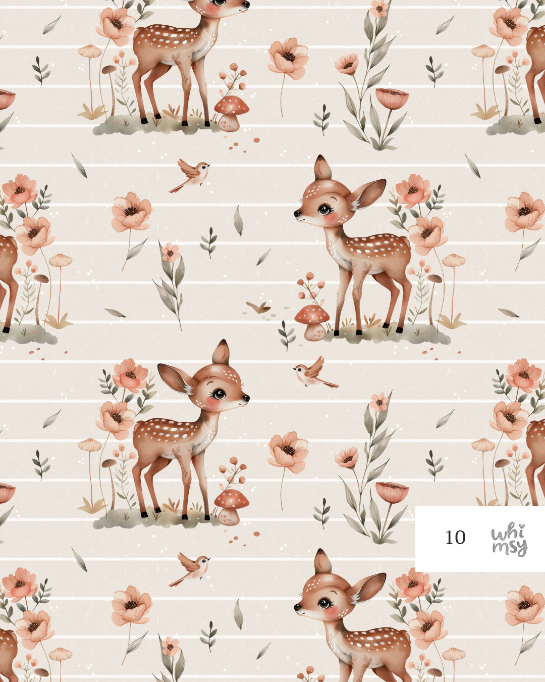 Woodland deer non-exclusive seamless pattern