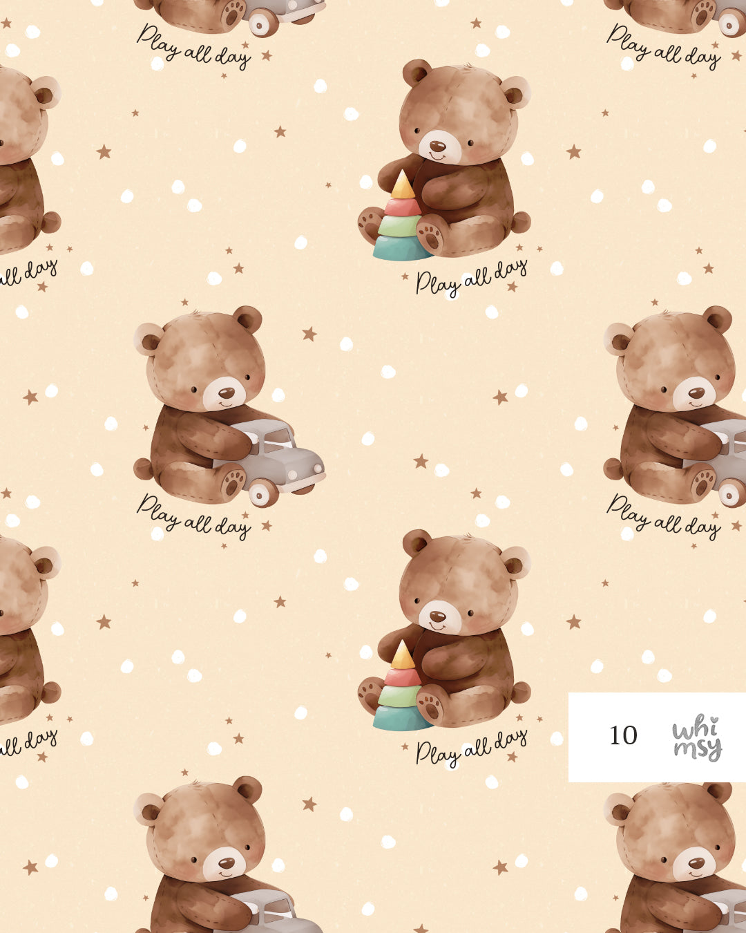 Teddy bear non-exclusive seamless pattern