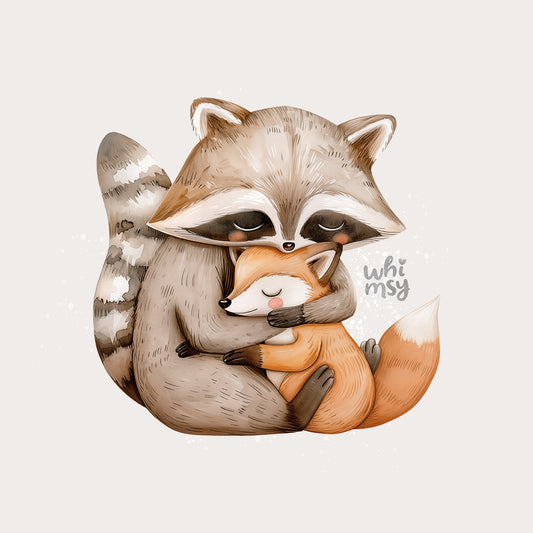 Raccoon with fox PNG clipart