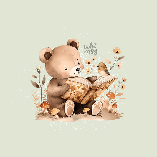 Reading bear PNG clipart set