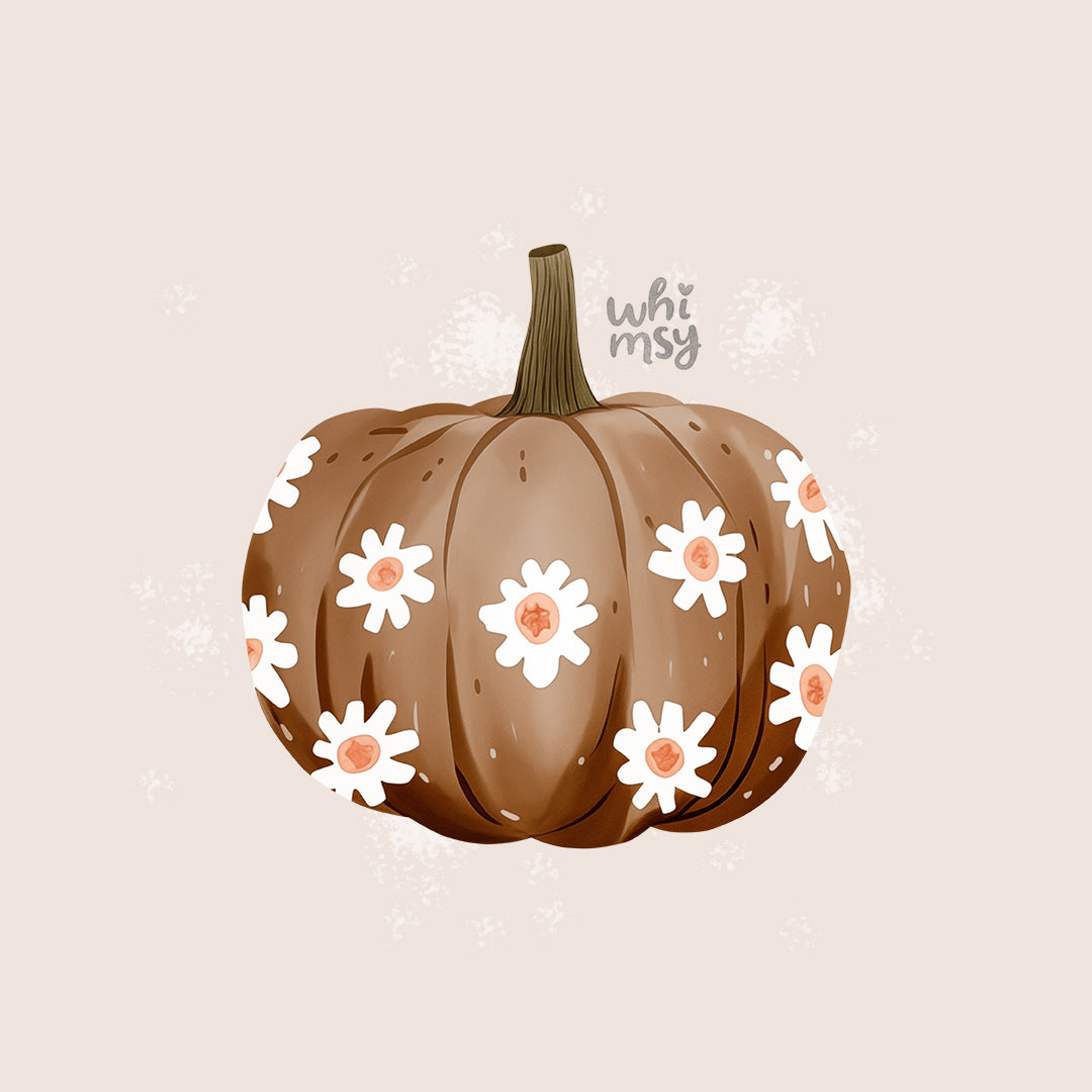 Floral pumpkin PNG clipart set