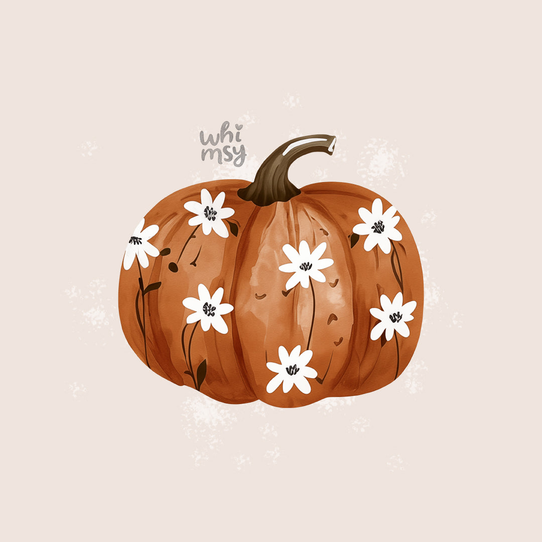 Floral pumpkin PNG clipart set