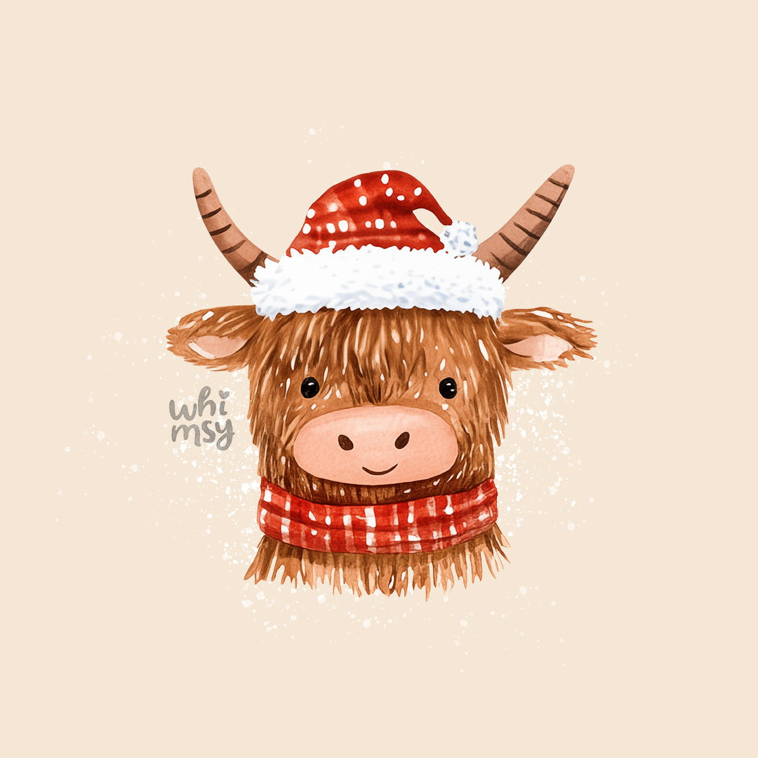 Christmas Highland Cow PNG clipart set