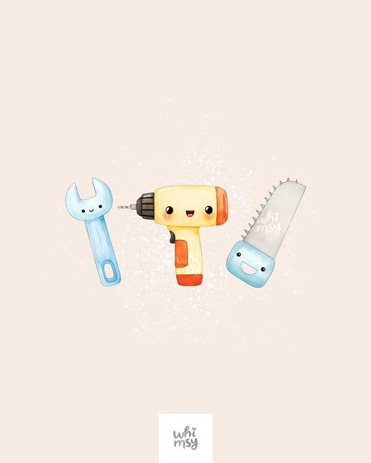 Construction Tools Clipart Set – Cute Toolbox and Smiling Tools