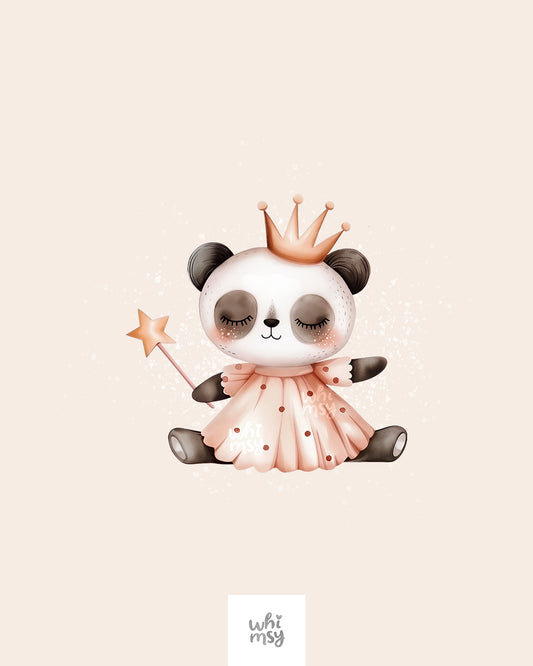 Magic Panda Clipart – Princess Panda with Wand and Crown