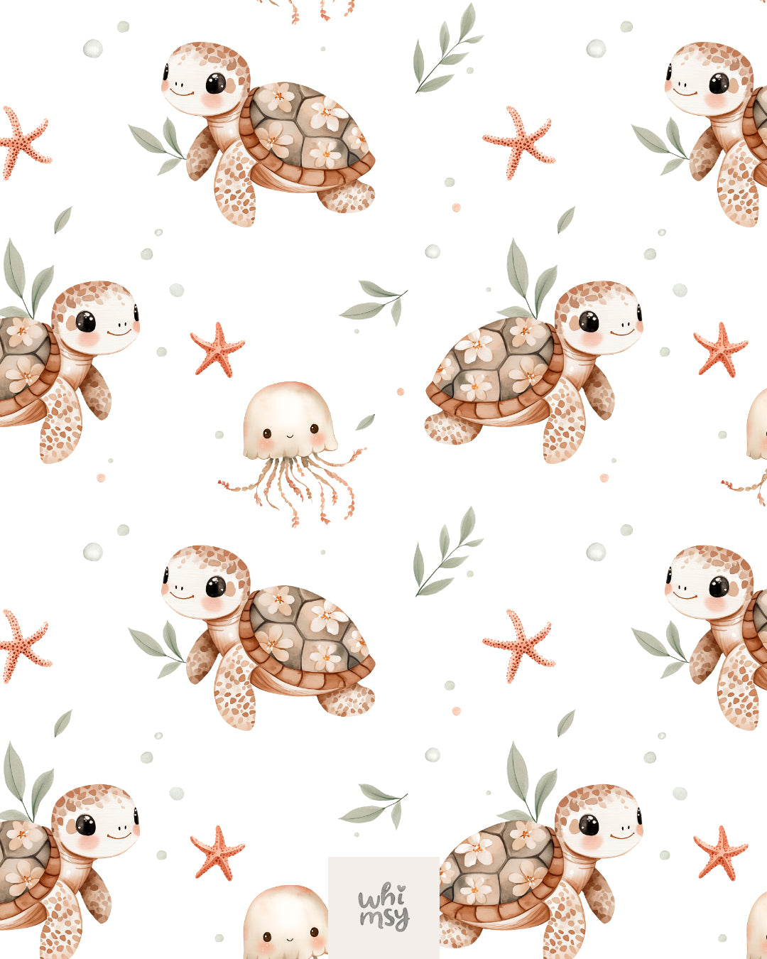 Sea turtle non-exclusive seamless pattern