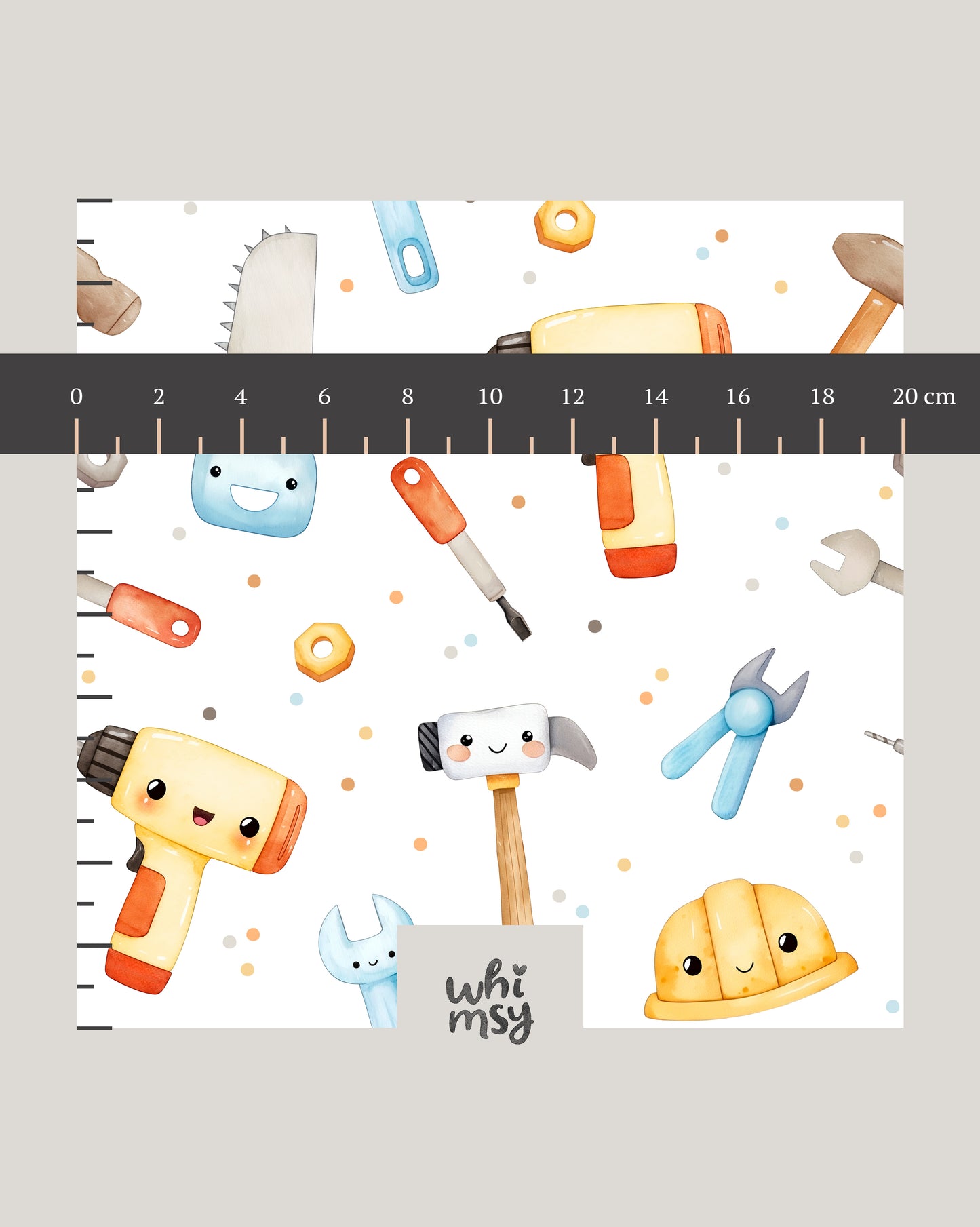 Cute tools seamless pattern with construction elements, white background