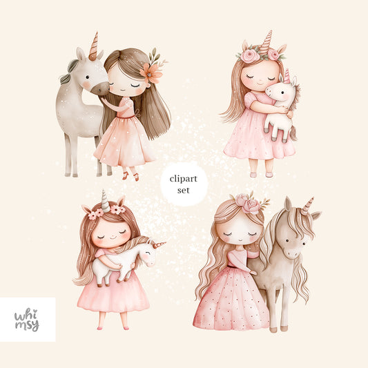 Unicorn lover PNG clipart set