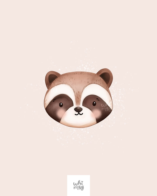 Woodland Animal Faces Clipart Set – Raccoon, Fox, Bear, Deer