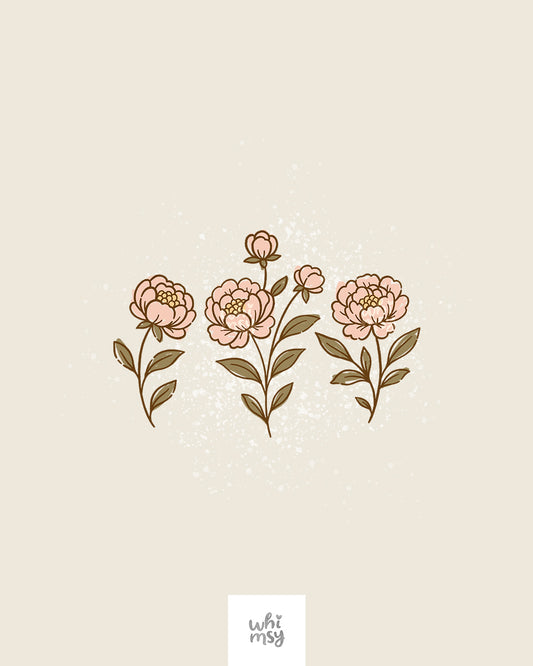 Peony Flower Clipart – Boho Botanical Set