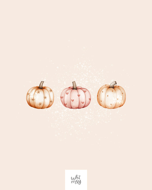 Pumpkin Clipart Set – Autumn Pumpkins with Hearts, Flowers & Polka Dots