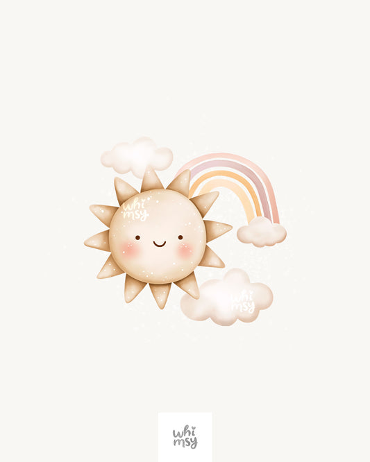 Kawaii sun and rainbow clipart for nursery