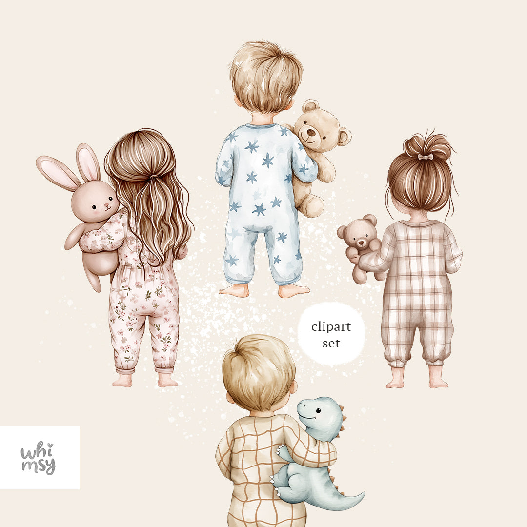 Baby girl and Baby boy PNG clipart set