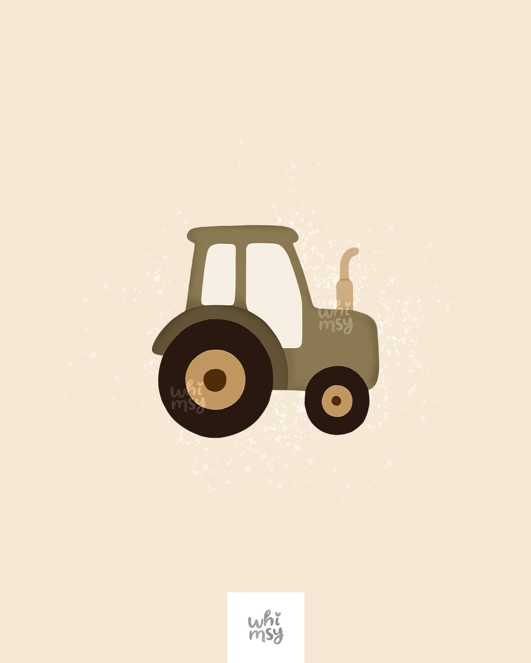 Construction vehicles clipart – tractor, excavator, pickup truck in warm earthy tones
